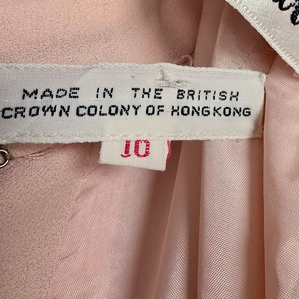 Vintage 1960s Malcolm Starr Beaded Evening Gown Pink Column Dress Hong Kong 10 - Picture 5 of 15